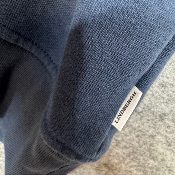 Lindbergh Men's Navy Blue Half Zip Sweater Scandinavian Minimalist Pullover - Picture 4 of 16